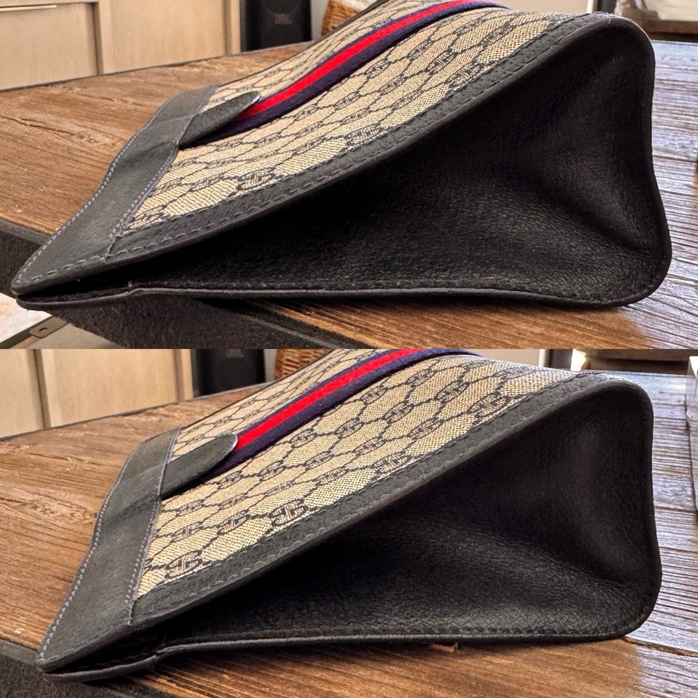 Authentic GUCCI GG Monogram Supreme Vintage Clutch – Navy Blue - Picture 7 of 14